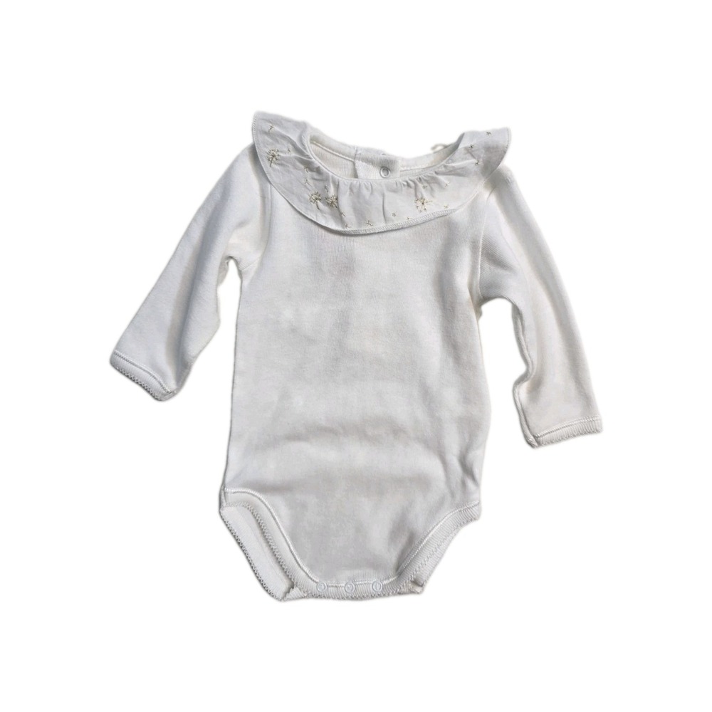 Bonpoint Baby Girls Bodysuit Collared  0-3 Months 1 White NWT